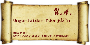 Ungerleider Adorján névjegykártya